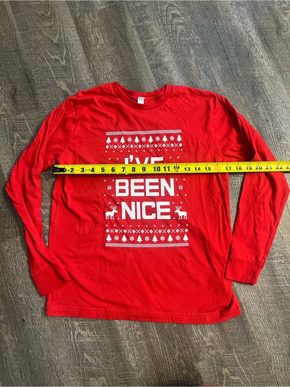 Red Kids  "I've Been Nice" Holiday Long Sleeve Tee size Youth Large